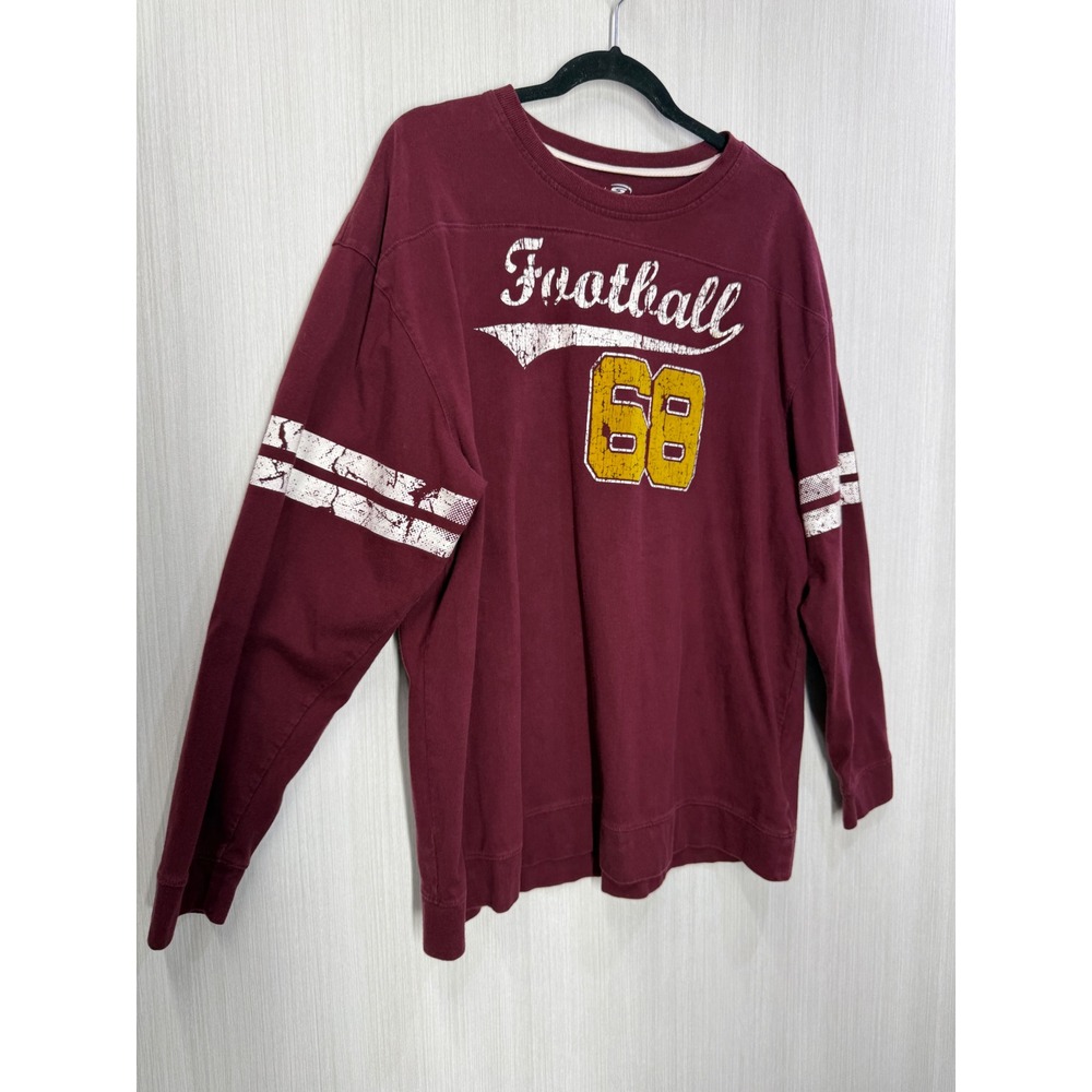 Sports Mens Football 68 Graphic Long Sleeve Tee Maroon XL. Edgewood college
